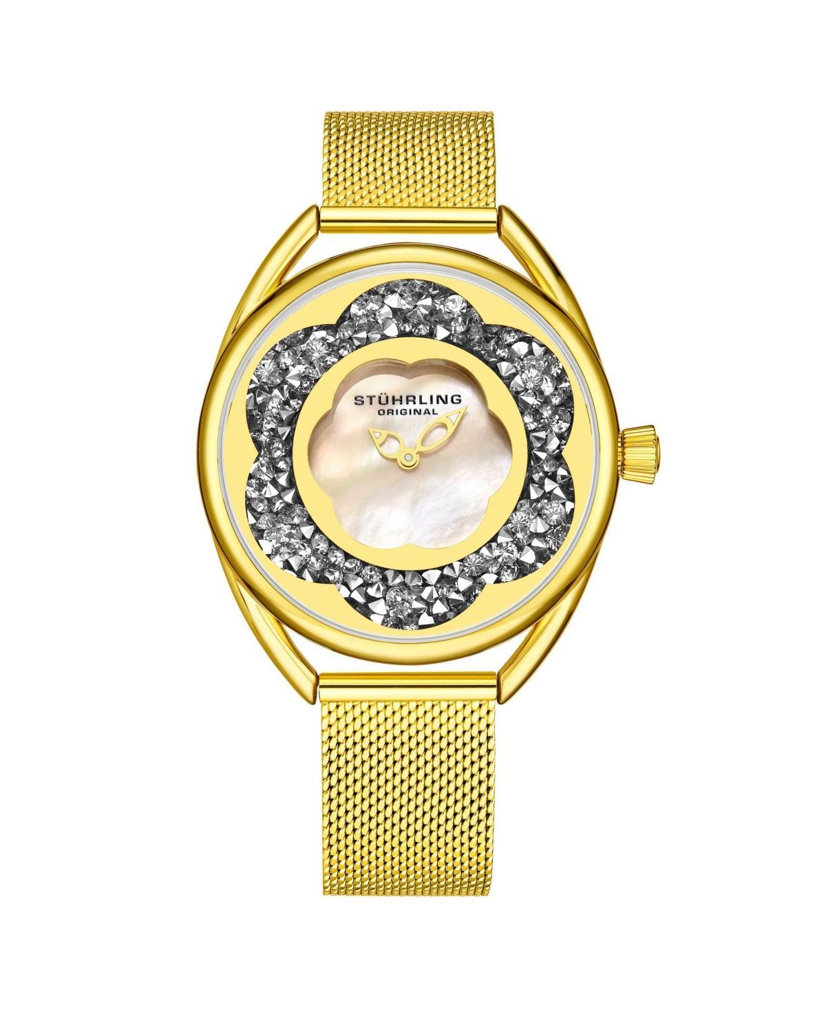 Stuhrling Womens Gold Tone Mesh Stainless Steel Bracelet Watch 38mm Product Image