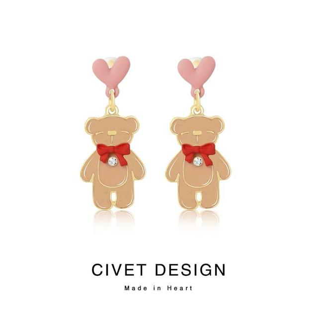 Heart Bear Drop Earring Product Image