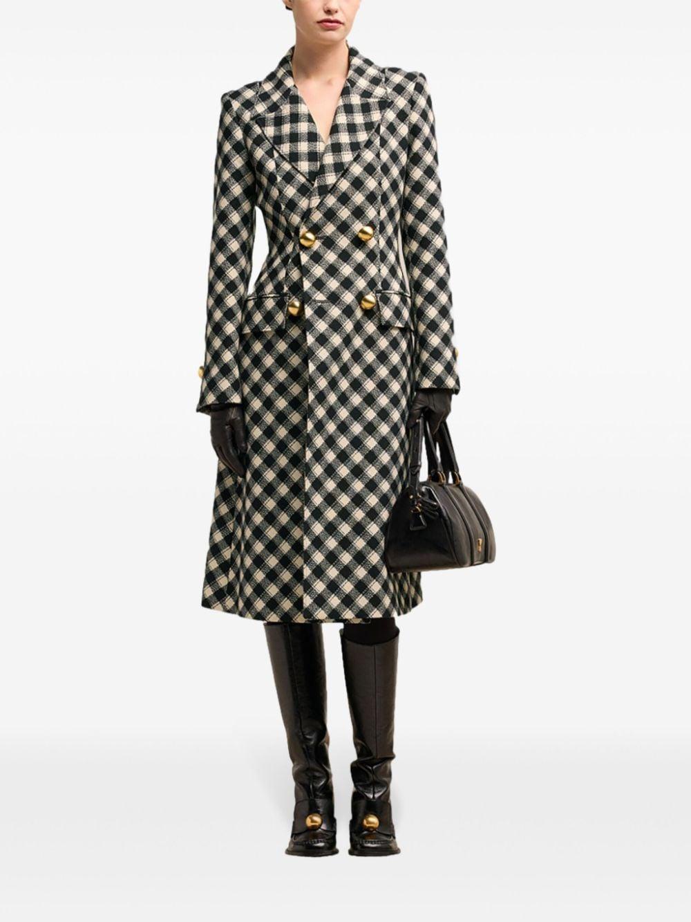 check-pattern fitted coat  Product Image