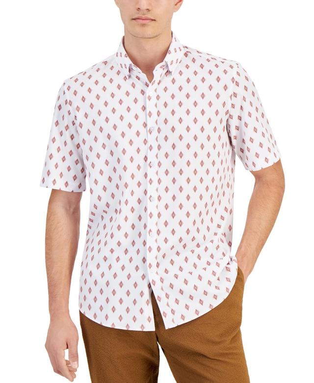 Alfani Mens Alfatech Seventy Regular-Fit 4-Way Stretch Geo-Print Button-Down Shirt, Created for Macys Product Image