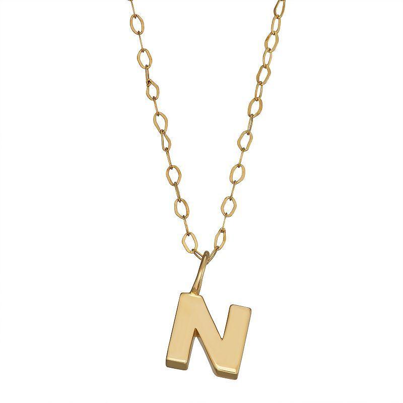 10K Gold Initial Pendant on 14K Gold Filled Chain, Womens B Product Image