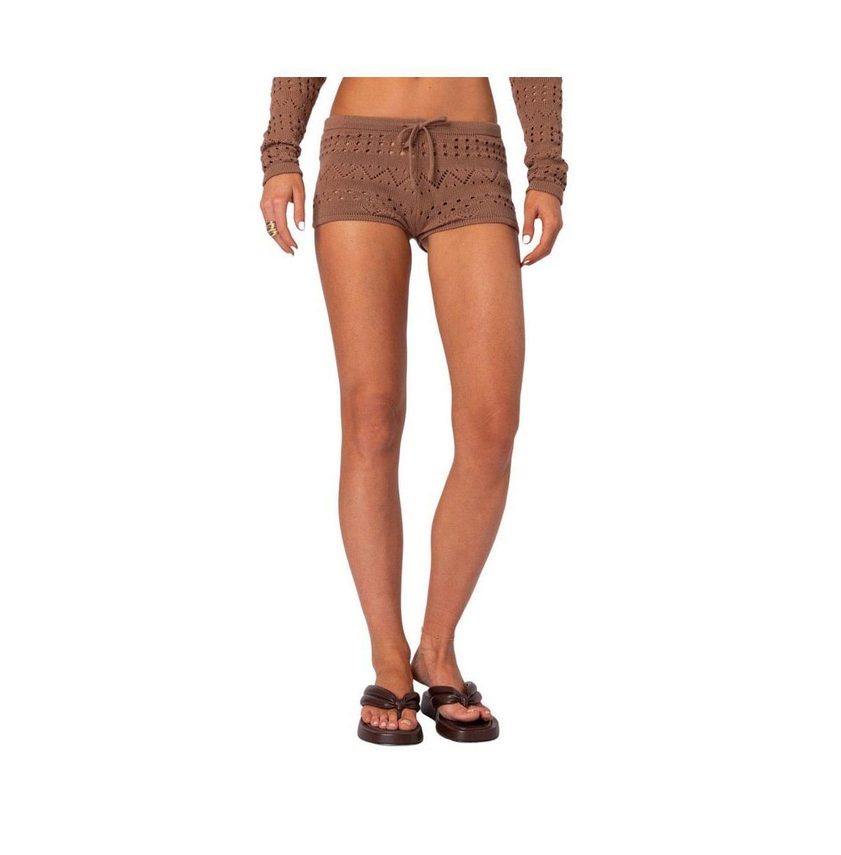 Edikted Womens Betsy Tie Front Knitted Shorts Product Image