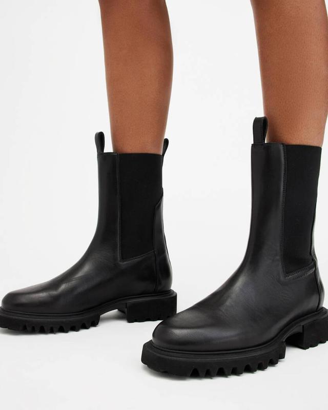 AllSaints Mens Leather Hallie Boots, Black, Size: UK 6/US 9/EU 39 Product Image