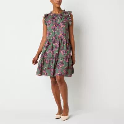 St. John's Bay Womens Sleeveless Floral A-Line Dress Product Image