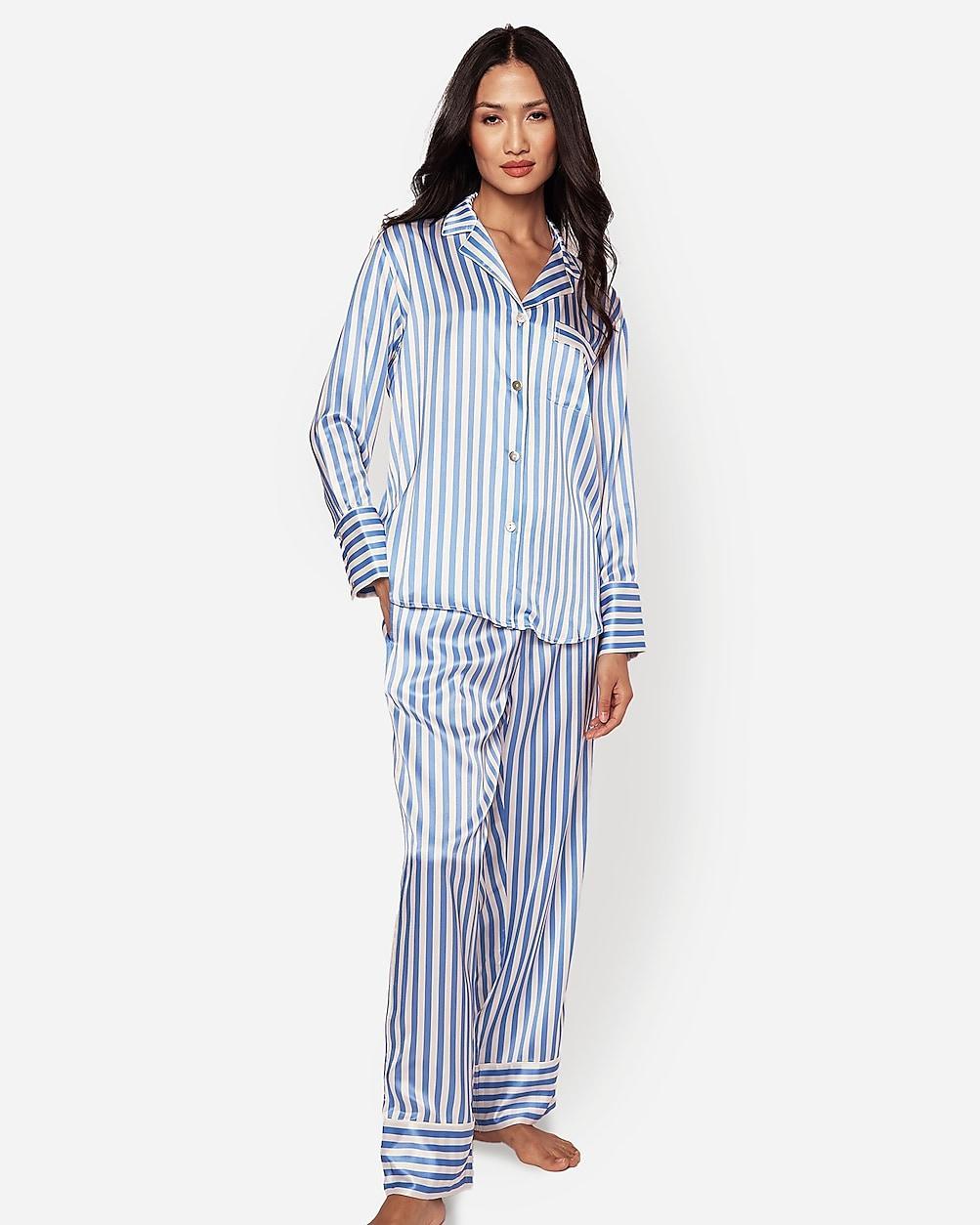 Petite Plume™ women's pajama set in mulberry silk stripe Product Image