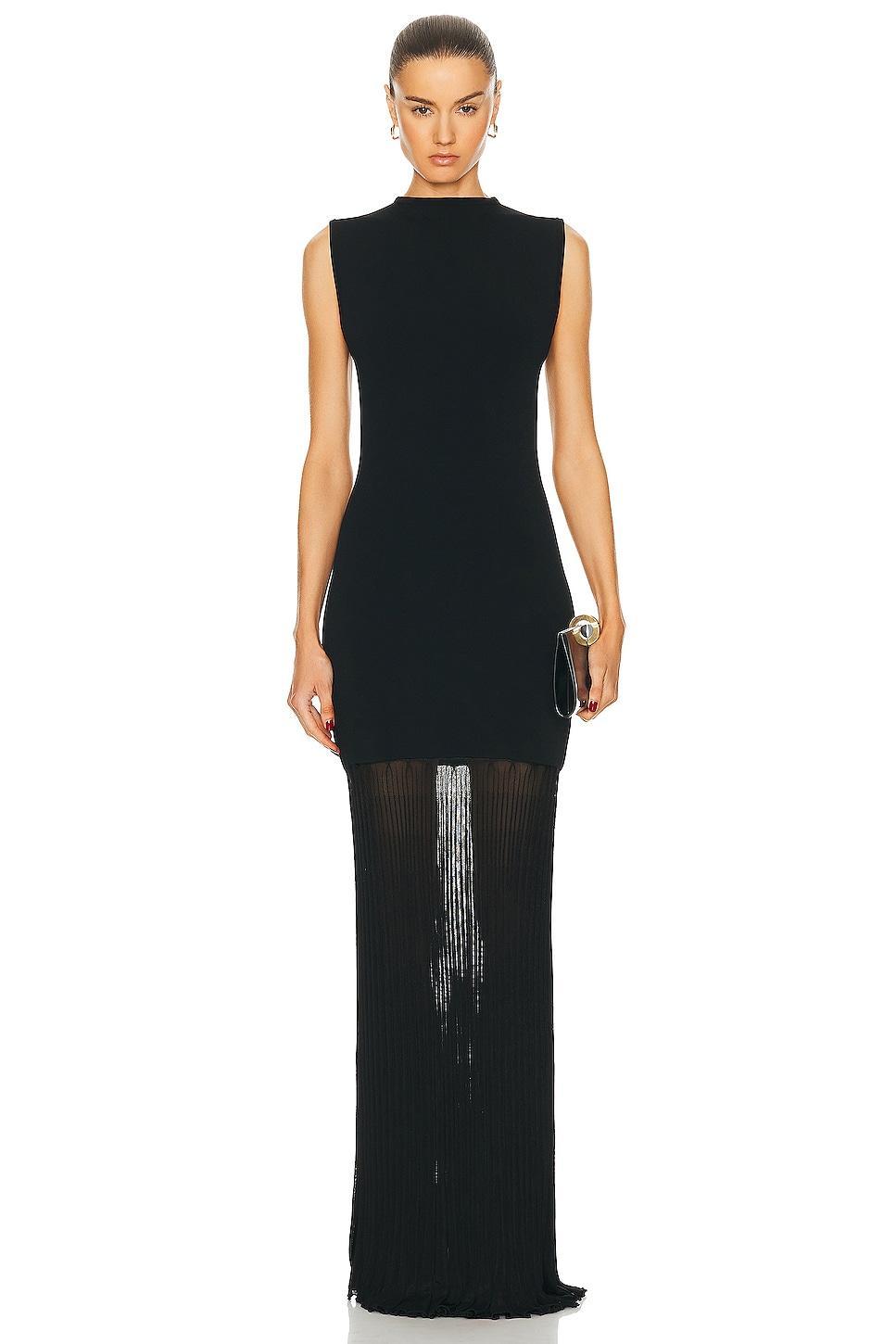 Plisse Knit Semi-Sheer Evening Dress Product Image