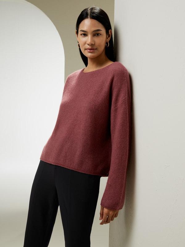 Relaxed Fit Drop-Shoulder Silk Cashmere Blend Sweatshirt Product Image