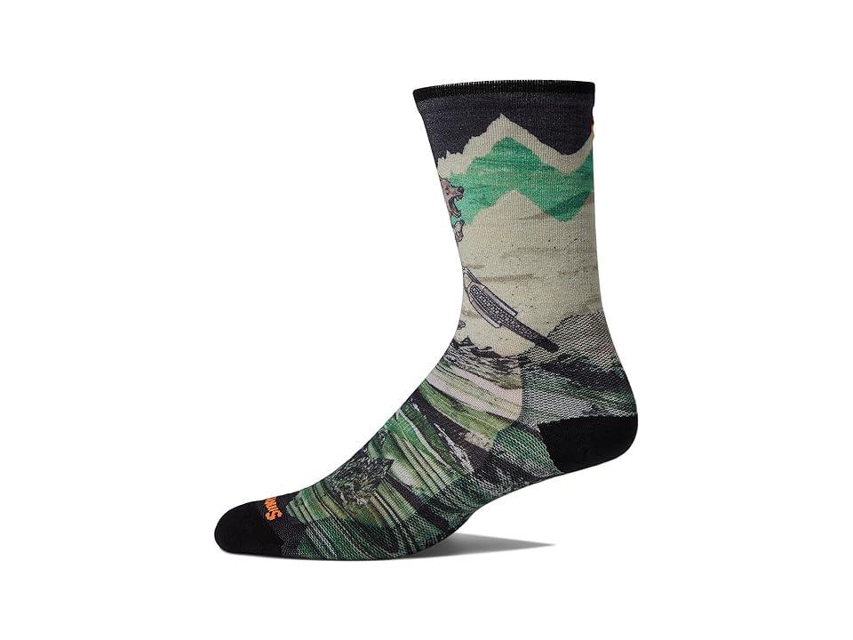 Smartwool Bike Zero Cushion Wolf Print Crew Socks (Natural) Men's No Show Socks Shoes Product Image