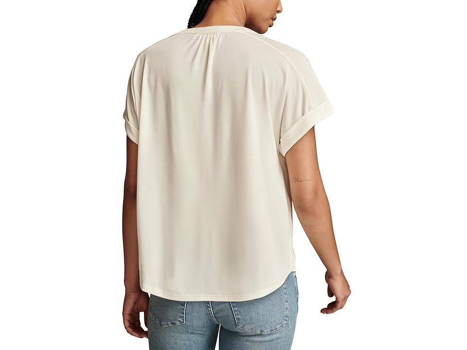 Lucky Brand Sandwash Short Sleeve Button Front Top (Whisper ) Women's Clothing Product Image