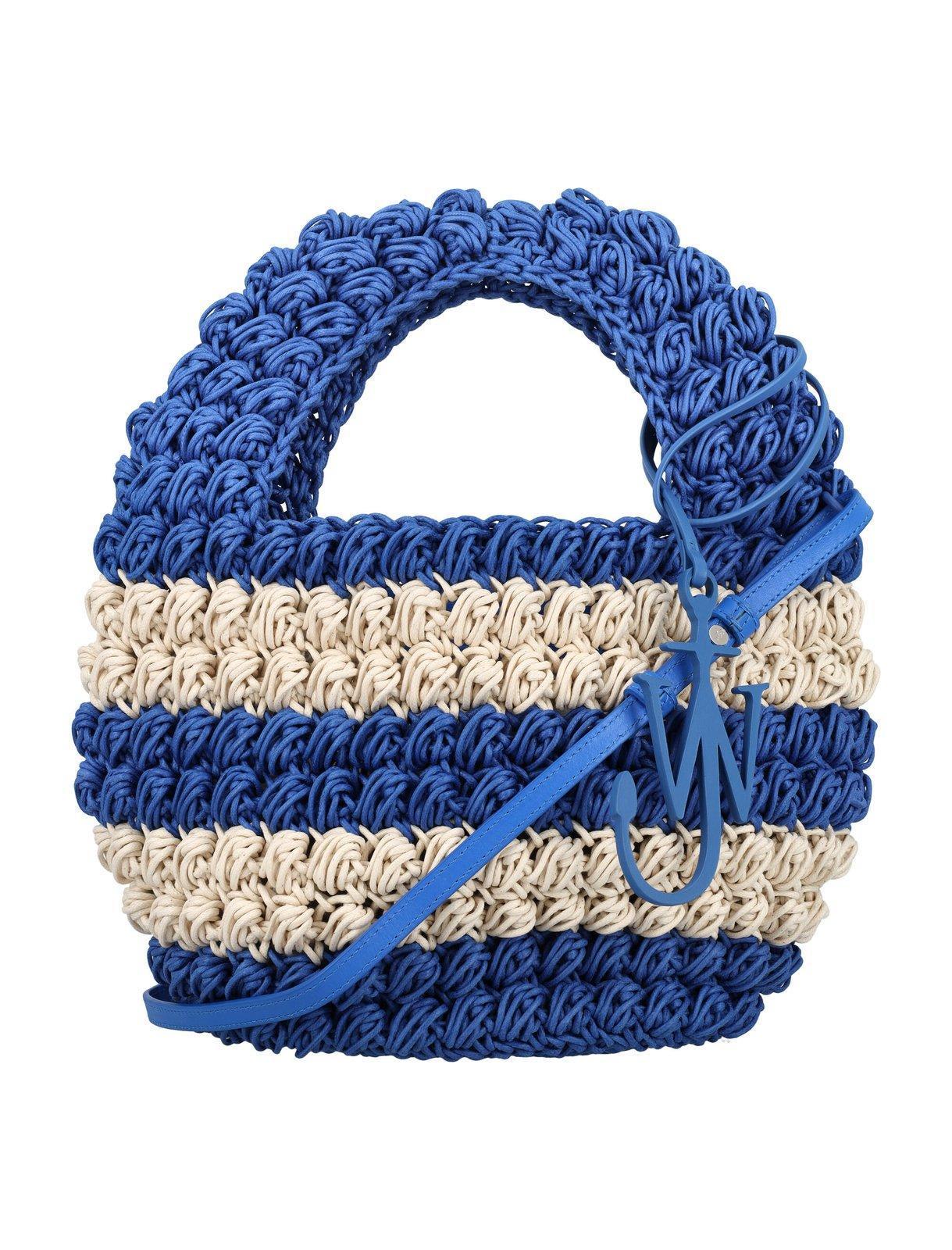 JW ANDERSON Anchor Charm Woven Handbag In Gnawed Blue Product Image