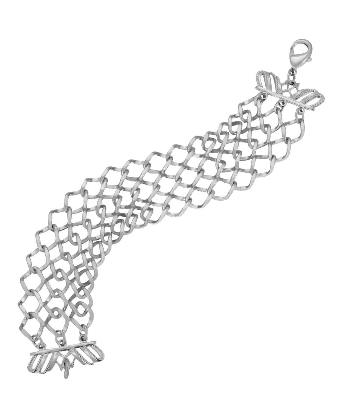 1928 Jewelry Silver Tone Wide Mesh Bracelet Product Image