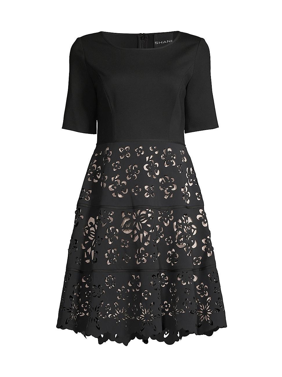 Womens Laser Cut Crepe Dress Product Image