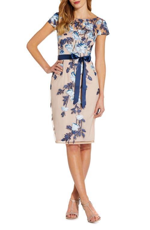 Adrianna Papell Embroidered Sheath Dress - multi - Size: US 10 (M) Product Image