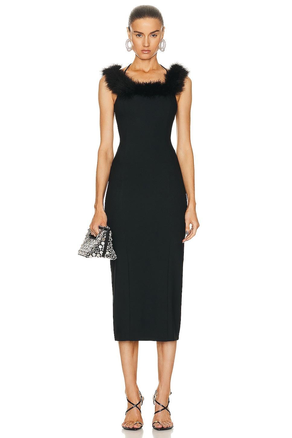 THE ATTICO Boa Of Marabou Midi Dress Black. (also in ). Product Image