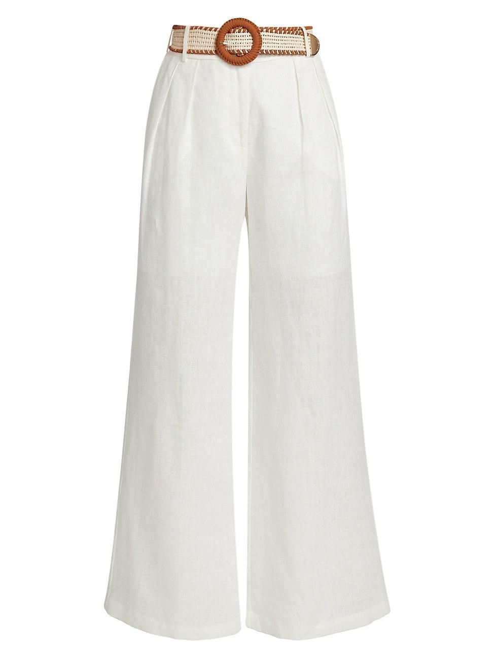 Womens Golden Tuck Linen Wide-Leg Pants Product Image