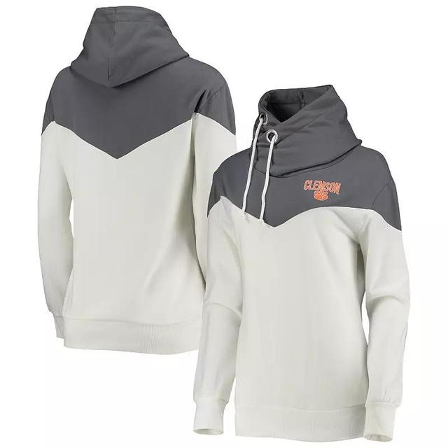 Womens Gameday Couture White Clemson Tigers Old School Arrow Blocked Cowl Neck Tri-Blend Pullover Hoodie - White Product Image