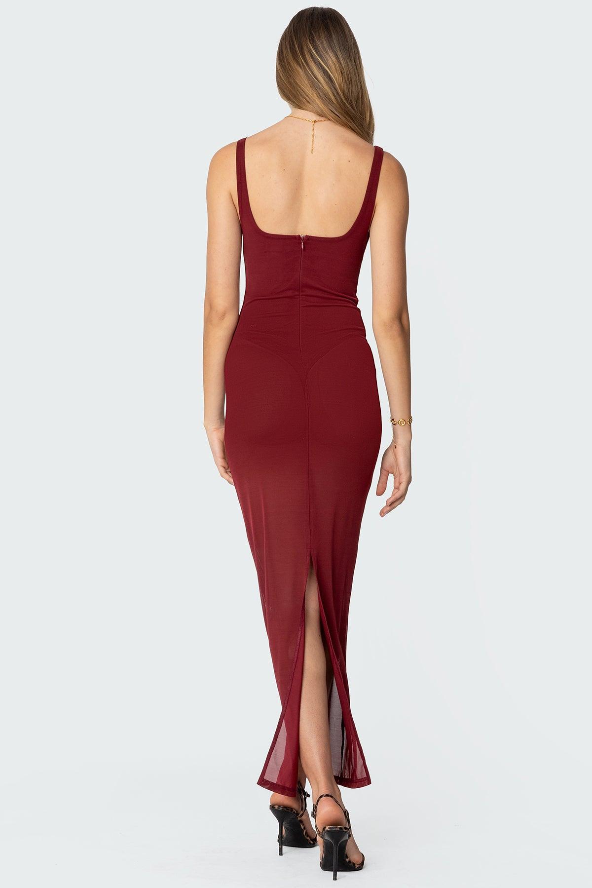 Mesh Built In Bodysuit Maxi Dress Product Image