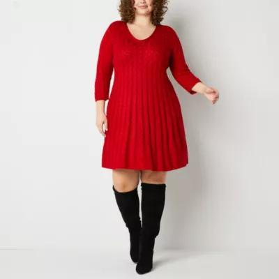 Jessica Howard Womens 3/4 Sleeve Sweater Dress Plus Product Image