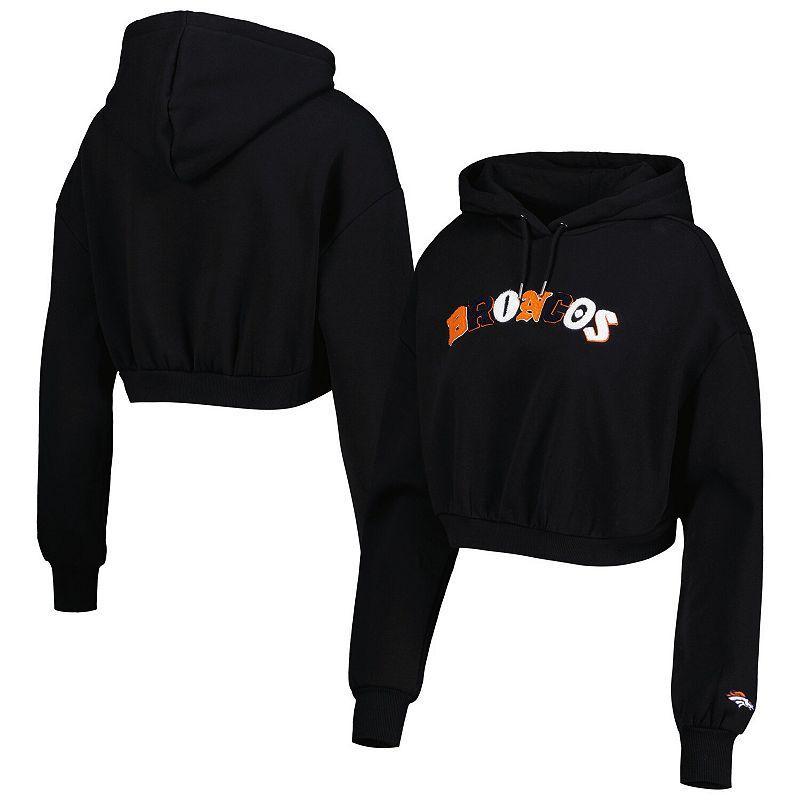 Womens The Wild Collective Black Denver Broncos Cropped Pullover Hoodie Product Image