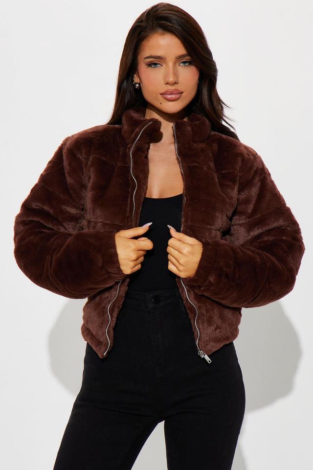 Elizabeth Faux Fur Jacket - Chocolate Product Image