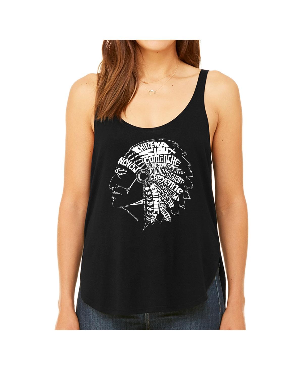 La Pop Art Womens Premium Word Art Flowy Tank Top- Popular Native American Indian Tribes Product Image