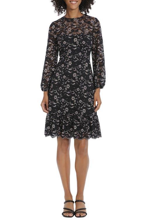 Maggy London Floral Lace Long Sleeve Fit & Flare Dress Product Image