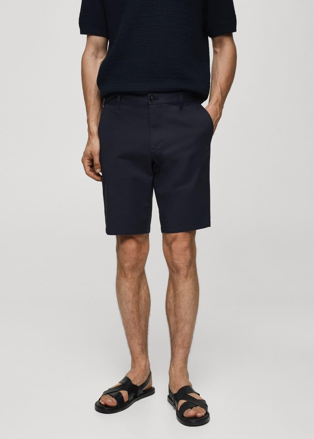 MANGO MAN - Slim-fit chino cotton bermuda shorts dark navyMen Product Image