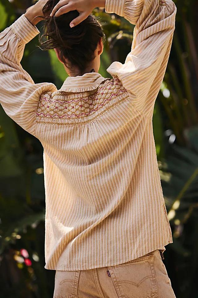 Fall Into Place Smocked Buttondown Product Image