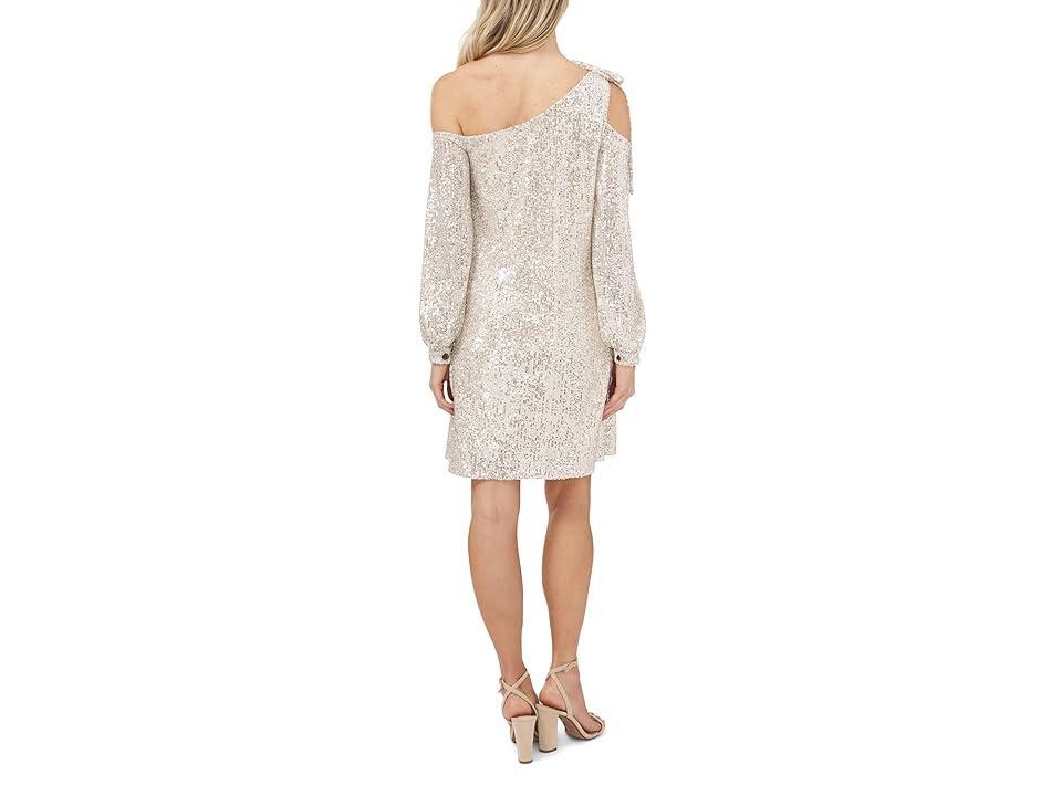 CeCe Sequin Long Sleeve One-Shoulder Dress Product Image