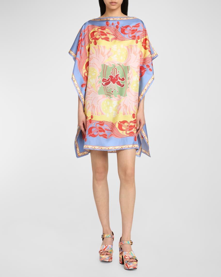 Foulard Engineered-Print Silk Mini Poncho Dress Product Image