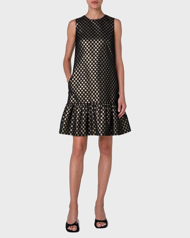 Womens Metallic Polka Dot Jacquard Shift Dress Product Image