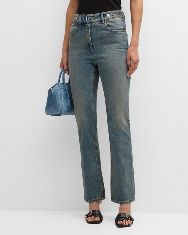 Womens Boot Cut Jeans In Denim With Chain Details Product Image