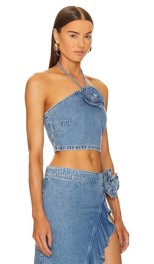 Lovers and Friends Rosalie Halter Top in Blue. Product Image