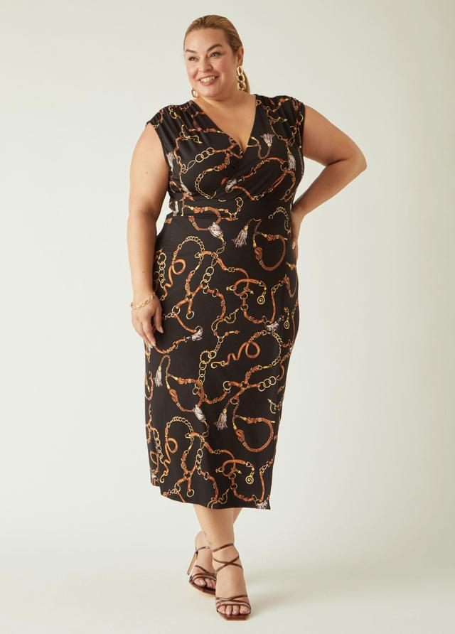 Status Print Faux Wrap Midaxi Dress Product Image