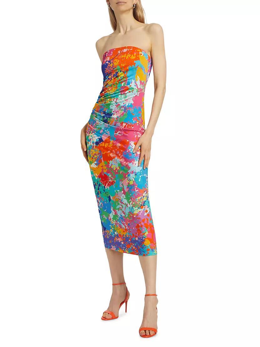 Tie-Dye Strapless Tube Midi-Dress Product Image