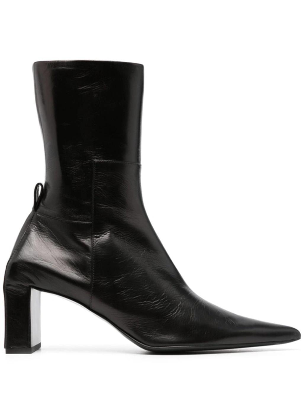 Leather Ankle Boots In Black Product Image