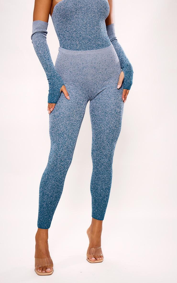 Teal Marl Knit Cut Out Leggings Product Image