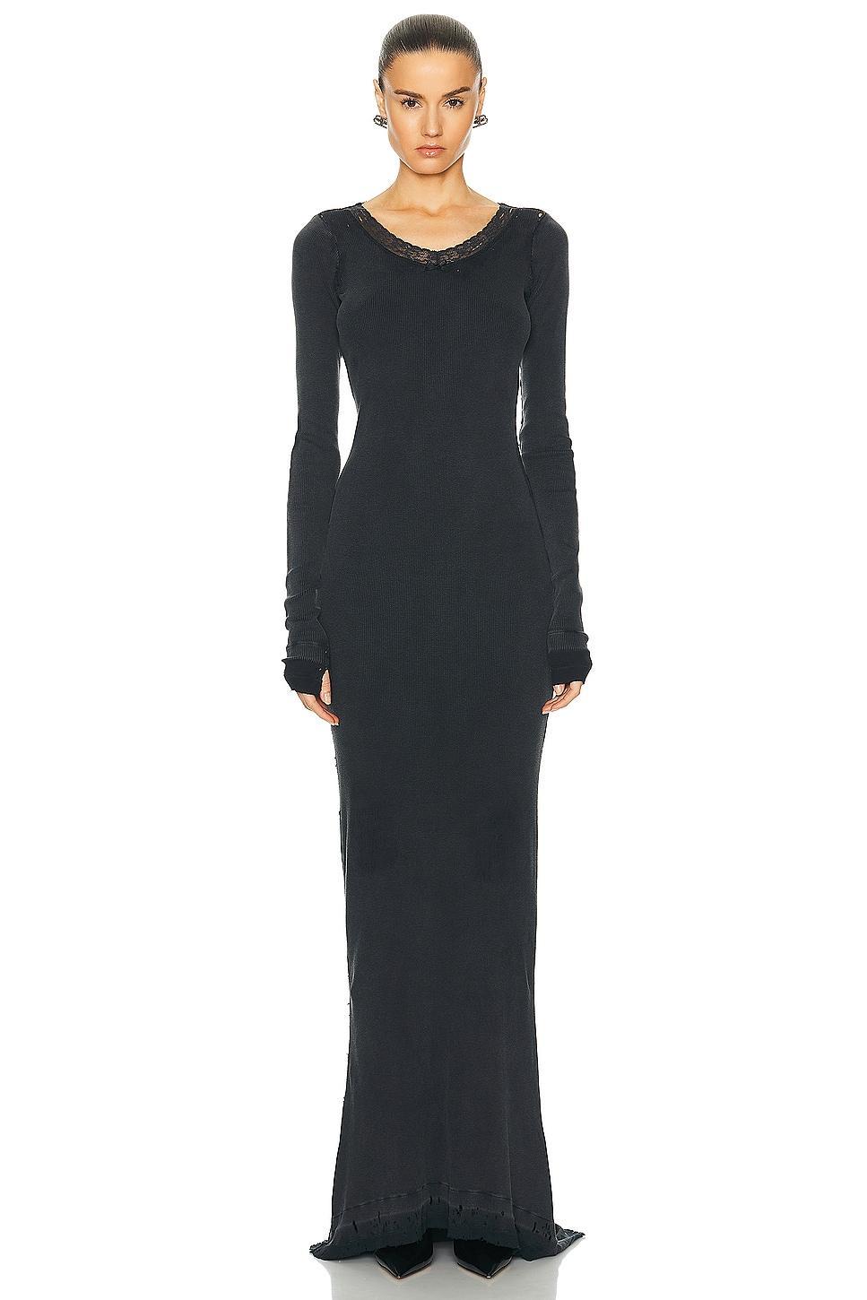 Balenciaga Long Sleeve Lingery Maxi Dress in Black product image