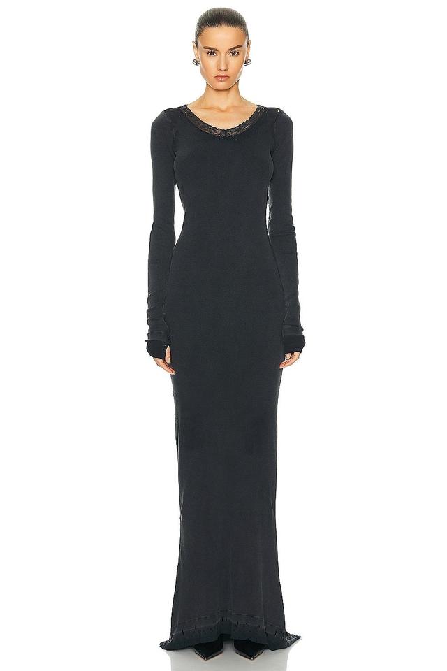 Balenciaga Long Sleeve Lingery Maxi Dress in Black Product Image