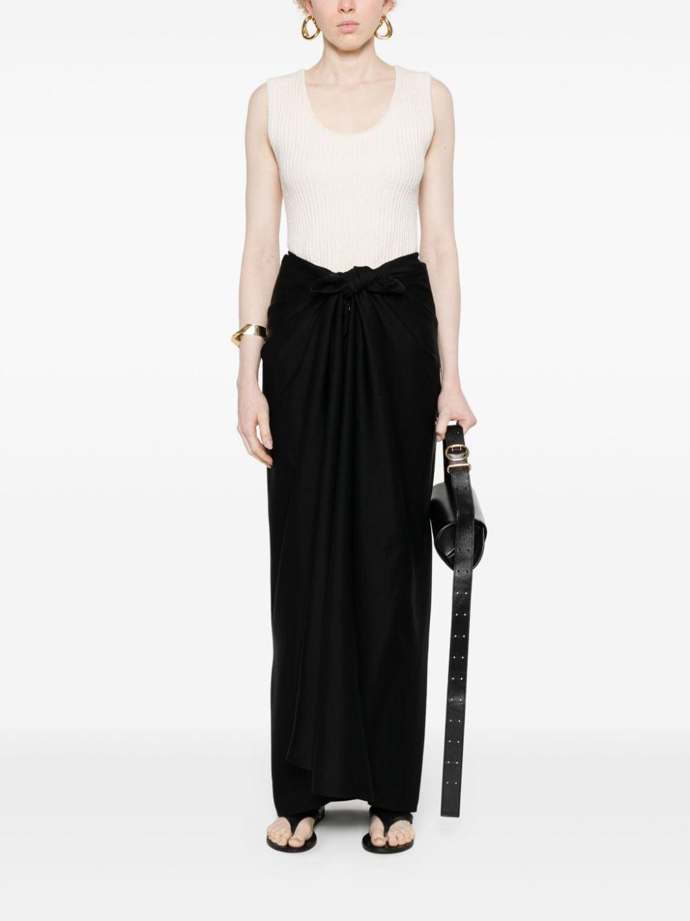 TOTÊME Draped Midi Skirt In Black Product Image