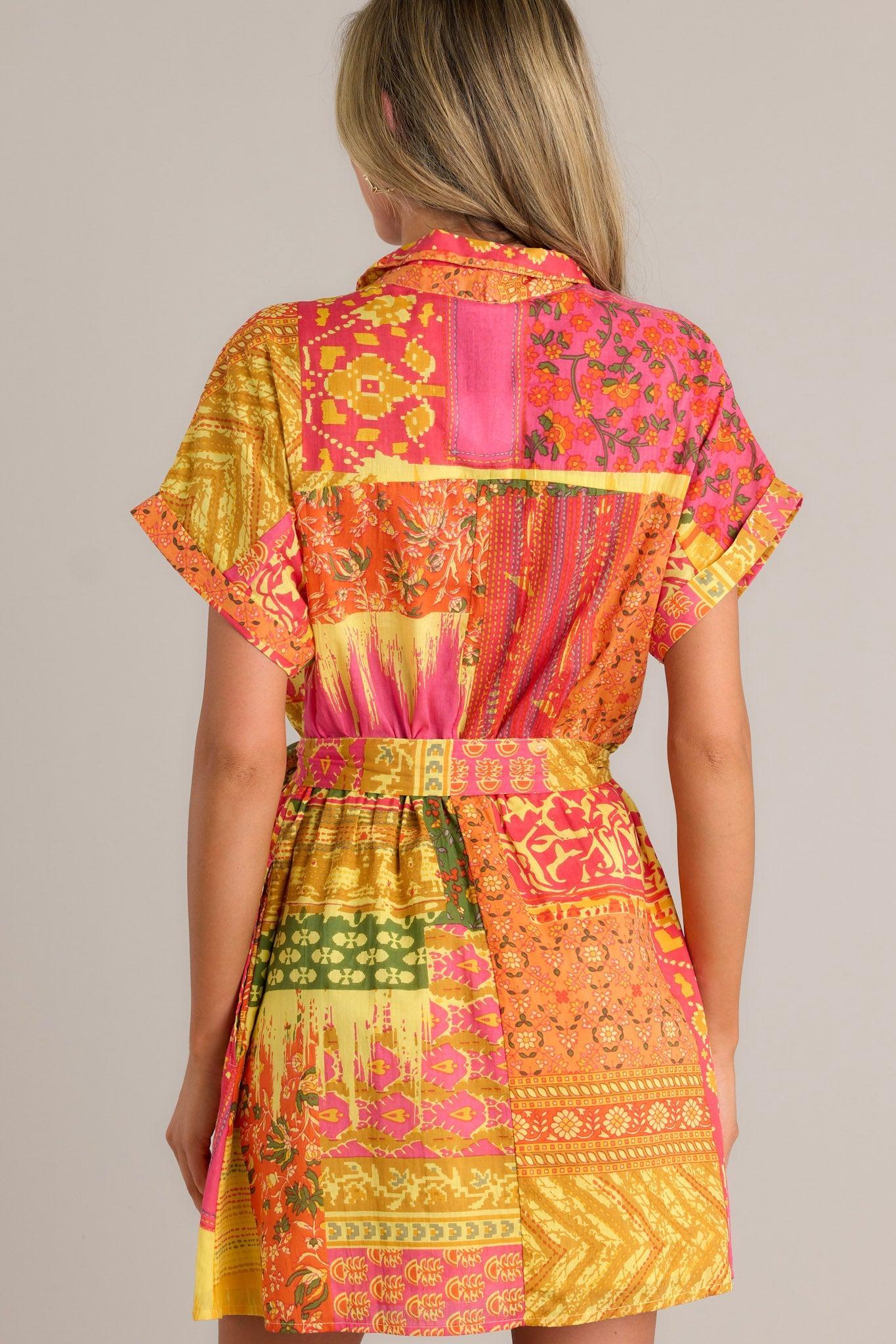 Sunset Paintings 100% Cotton Orange Multi Mini Dress Product Image