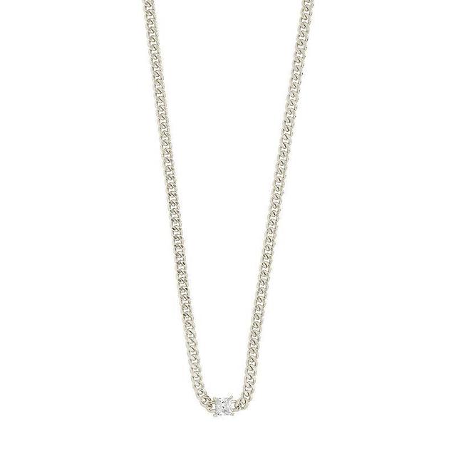 MC Collective Cubic Zirconia Accent Curb Chain Necklace, Womens Silver Tone Product Image