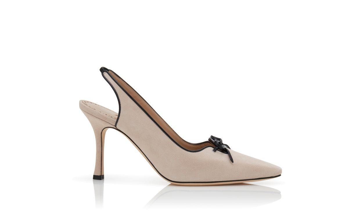 FARID Light Beige Suede Slingback Pumps Product Image