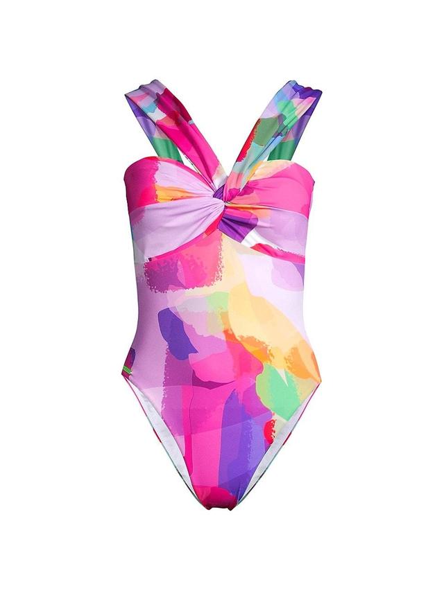 Womens Betsy Rainbow Waterfall Brushstroke One-Piece Swimsuit Product Image