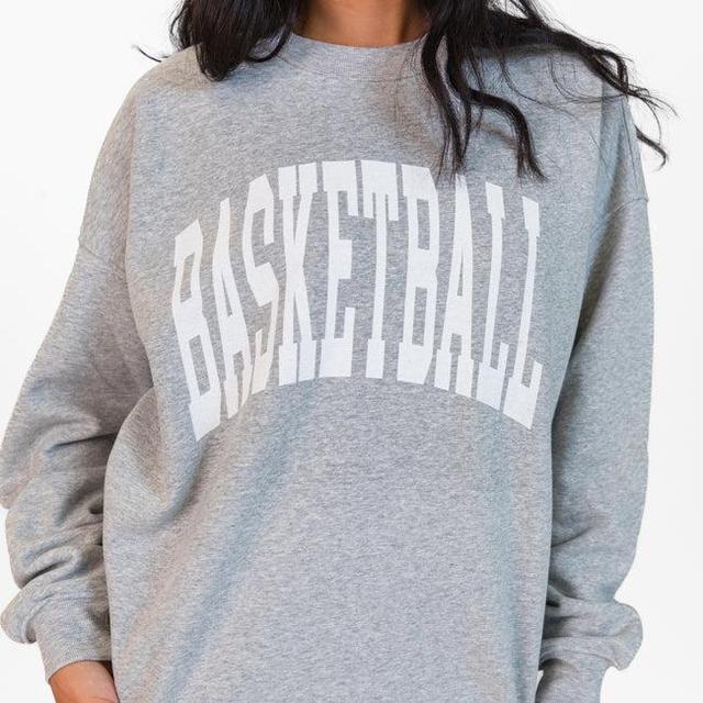 Basketball Block Light Grey Oversized Graphic Sweatshirt Product Image