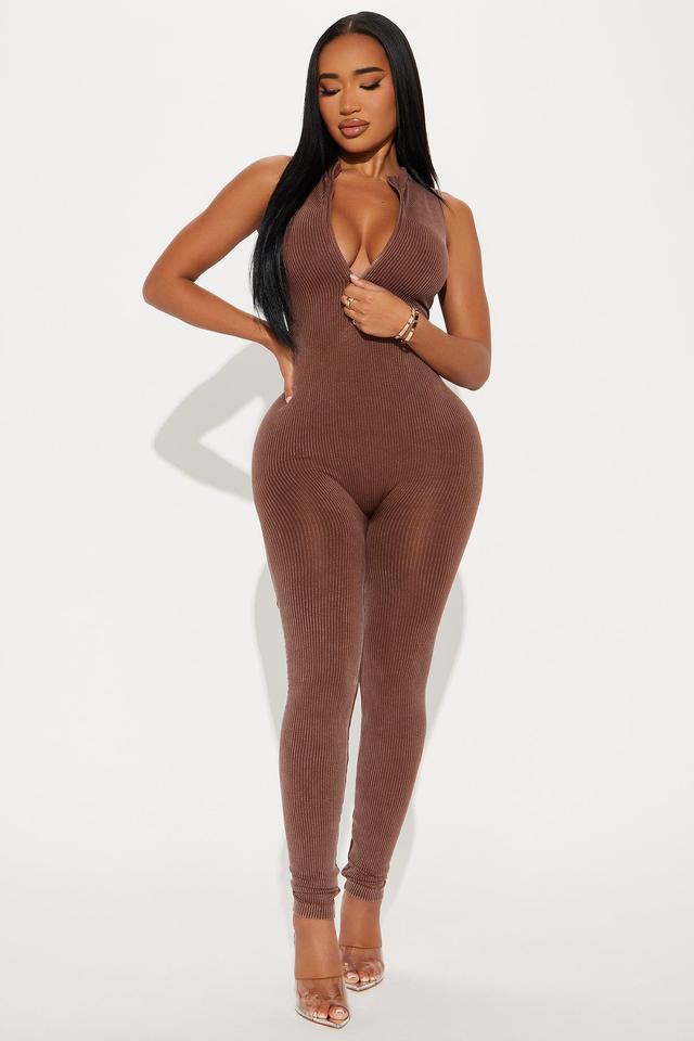 Sandy Washed Seamless Jumpsuit - Mocha Product Image