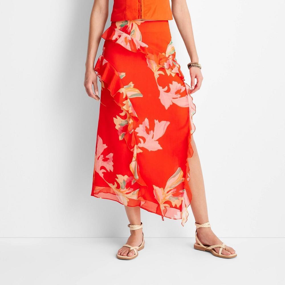 Womens Asymmetrical Ruffle Maxi Skirt - Future Collective with Jenee Naylor Floral 14 Product Image