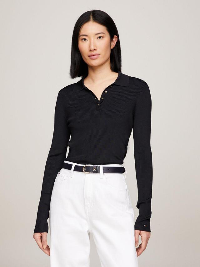 Tommy Hilfiger Women's Slim Fit Long-Sleeve Polo Sweater Product Image