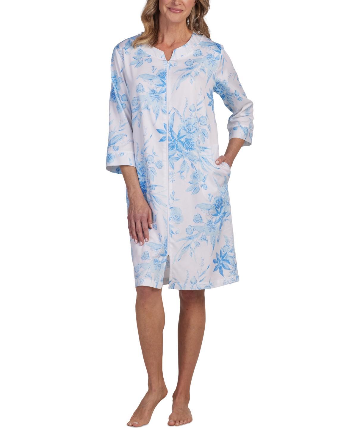 Miss Elaine Womens Cotton Floral 3/4-Sleeve Robe Product Image