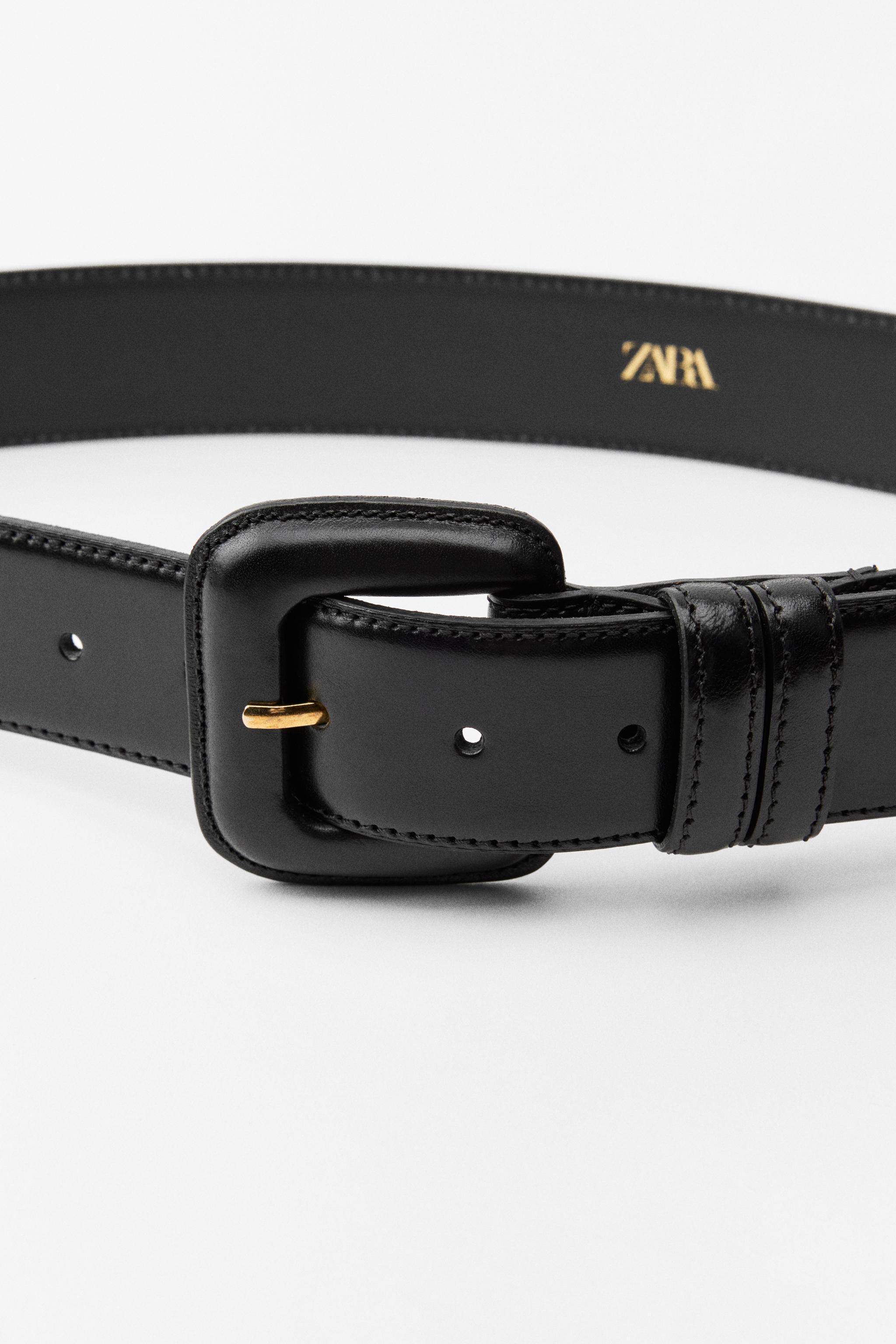 LEATHER BELT WITH SQUARE BUCKLE Product Image